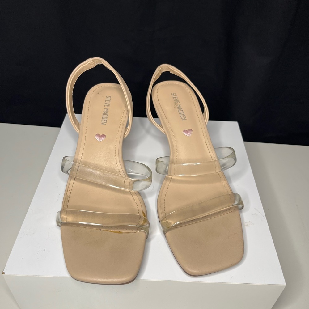Steve Madden Nude and Clear Strap Sandals